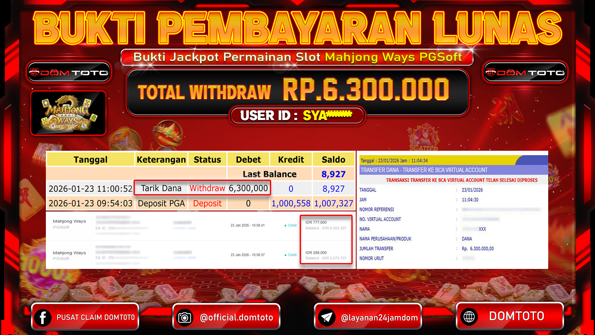 JACKPOT SLOT Mahjong Ways PGSoft  23 JANUARI 2026